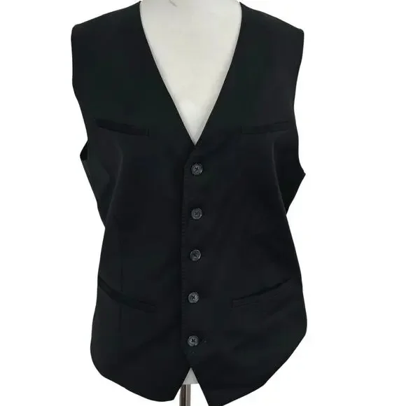 Express Black Tailored Vest Women Y2K Button Front Waistcoat Career Size S - Picture 1 of 8